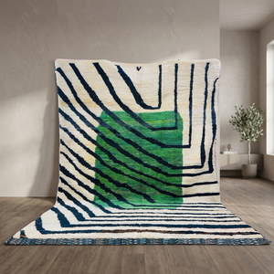 Alfombra de Lana Marroquí de Estilo Europeo Moderno, Abstracta, con Mechones Cortados, Geométrica, Lavable, de Pelo Medio, Acolchada, Rectangular, para Oficina - Product Image 3