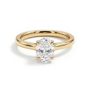 Anillo de Compromiso Solitario de Oro Amarillo de 14K con Diamante Ovalado de 2 CT Cultivado en Laboratorio, Joyería Fina con Detalle Oculto en Catedral - Product Image 3