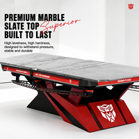 Table de billard chinoise commerciale de 9 pieds, cadre rouge, ardoise marbrée de 45 mm, pieds sculptés, rail en acier de 1,2 cm, chêne en fibre de carbone, OEM