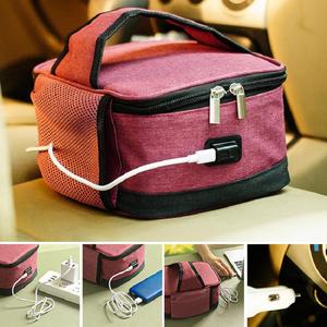 Borsa da pranzo termica elettrica USB in rosso per lavoro auto e casa cibo caldo e fornello - Product Image 3