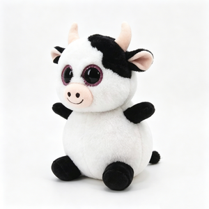 Peluche de Vaca Personalizado con Ojos Grandes y Brillantes, Vaca Blanca y Negra con Relleno de Algodón PP y Forro de Malla, Accesorios - Product Image 3