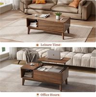 Table basse relevable de style américain moderne avec compartiments de rangement, en bois, pour salon