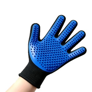 Gants de toilettage pour chats, gants de brossage en silicone bleu avec poils doux pour l'élimination des poils longs et le massage des chats - Product Image 1