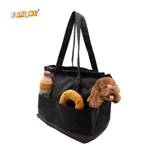 Famipet Custom Duurzaam Draagbare Canvas Hond Purse Carrier Tote Tas Met Zakken