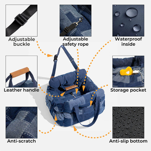 Reizen Veiligheidssteun <span class=keywords><strong>Vintage</strong></span> Denim Patchwork Hond Autostoel <span class=keywords><strong>Bed</strong></span> Met Veiligheidsgesp Op Maat Luxe Duurzame Hondenbedden Huisdier Autostoel - Product Image 5