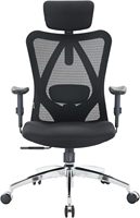 Chaise de bureau ergonomique à dossier haut en maille avec appui-tête et soutien lombaire réglables, pivotante