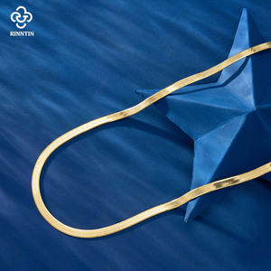 BSC35 Stock Locale USA Collana a <span class=keywords><strong>Catena</strong></span> Piatta a Spina di Pesce in <span class=keywords><strong>Argento</strong></span> Sterling <span class=keywords><strong>925</strong></span> Placcato Oro 18K da 3mm per <span class=keywords><strong>Uomo</strong></span> e Donna - Product Image 3