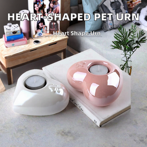 手工制作陶瓷心形宠物骨灰盒 350 毫升纪念纪念品烛台，适合猫狗小动物 - Product Image 2