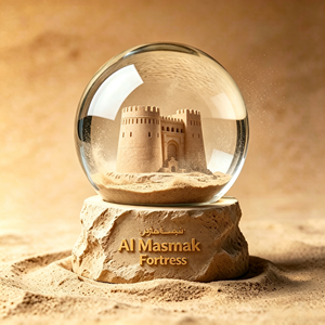 Recuerdos de Viaje Personalizados de Resina de Oriente Medio, Estatua de la Fortaleza Al Masmak, Globo de Nieve - Product Image 1
