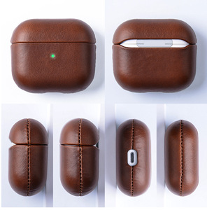 Étui pour écouteurs en cuir pleine fleur Crazy Horse prêt à être expédié pour Apple <span class=keywords><strong>AirPods</strong></span> 1/2 1 2 3 4 <span class=keywords><strong>AirPods</strong></span> Pro2 - Product Image 3