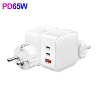 Chargeur rapide 20w 30w Pd QC3.0 pour téléphone, EU UK 65w 100w 120w GAN pliable, chargeur mural rapide USB Type C Usbc à 3 ou 4 ports