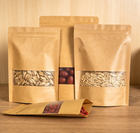 Sacs d'emballage alimentaire en papier kraft brun de haute qualité avec fermeture éclair, pochette en papier kraft personnalisée, pochette debout avec fenêtre