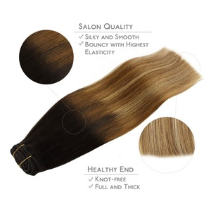 Extensions à clips en cheveux humains brésiliens naturels, qualité vierge, double épaisseur, tissage machine, lisses et crépus, vente en gros usine - Product Image 3