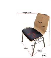 Chaise de conférence en contreplaqué courbé avec structure en acier chromé, chaise de banquet pour formation