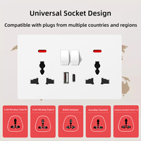 Prise murale universelle 6 trous de type 146 KSQ de haute qualité avec panneau PC, 16A 250V, pour l'Asie du Sud-Est (HK), 2 interrupteurs et port USB Type-C