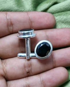 New Handmade Bullet Back Style Tanzanite Gemstone Cufflinks 925 Sterling Silver Men's Luxury Jewelry Great Price - Product Image 2