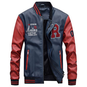เสื้อแจ็คเก็ตหนัง เสื้อแจ็คเก็ตลำลองผู้ชาย แจ็คเก็ตคอเบสบอล แฟชั่นฤดูใบไม้ร่วงและฤดูหนาว แฟชั่นหนังผู้ชายใหม่ โจ๊กเกอร์สุดหล่อ - Product Image 5