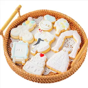 New cookie tool Bride groom wedding diamond ring wedding dress fondant biscuit mold acrylic embossing mold plastic cookie cutter