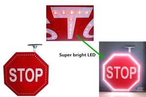 Panneau d'arrêt de bus promotionnel oem à bas prix éclairage de sécurité routière flèche de circulation <span class=keywords><strong>signal</strong></span> de passage à niveau panneaux d'arrêt à led à énergie solaire - Product Image 3