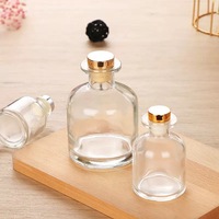 Bouteille en verre vide à épaule plate pour diffuseur de roseaux, transparente, pour aromathérapie, contenant de parfum, emballage de marque, impression personnalisée