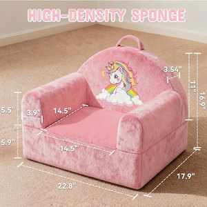 Fauteuil canapé pliable pour enfants, design licorne rose, pour les enfants de 3 ans et plus - Product Image 3