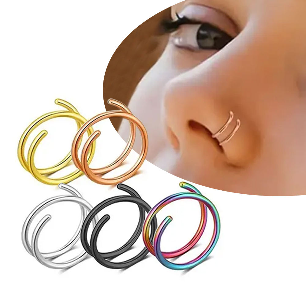 Not Easy to Fall Off Body Jewelry Wholesale Stainless Steel Piercing Ring  Earrings Gold Fake Nose Ring Hoop