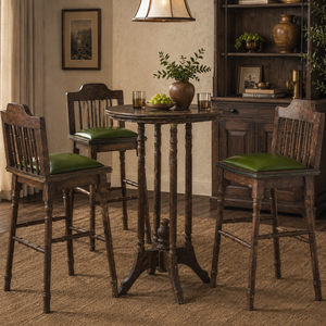 Muebles de Bar Estilo Vintage, Sillas de Bar de Madera, Sillas de Bistro, Mesa <span class=keywords><strong>Alta</strong></span> de Bar Estilo Wabi Sabi y Juego de Sillas - Product Image 3
