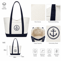 Grand sac fourre-tout en toile de coton personnalisé avec broderie, durable, pour femme, idéal pour le shopping et les voyages