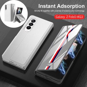 GKK-Funda de cuero de vidrio templado para Samsung Galaxy Z, funda plegable 4, protección completa Z Fold 3, soporte magnético - Product Image 3
