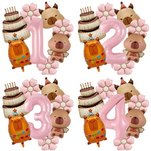 Set di 8 Palloncini in Foil a Forma di Capibara con Numero 1-9 per Decorazioni di Feste di <span class=keywords><strong>Compleanno</strong></span> - Product Image 1