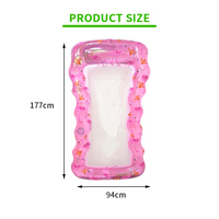 Lit flottant gonflable en PVC écologique à imprimé animal rose pour piscine, design en grille, 177x94cm, capacité maximale <100kg