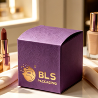 Boîte d'emballage en papier violet de luxe pliable personnalisée pour bougies, avec pelliculage brillant, estampage à chaud doré et vernissage
