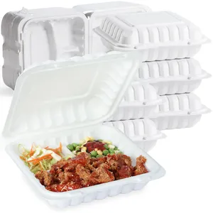 Restaurante biodegradable PP plástico para llevar Bento caja de embalaje microondas congelador seguro para llevar caja de comida para llevar