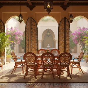 Ensemble de salle à manger JAVA, goût traditionnel, ensemble de salle à manger confortable, table longue, fabriqué en Indonésie pour hôtel, maison, villa, meubles - Product Image 1