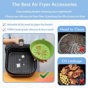 5.15-7.08inch <b>Air</b> <b>Fryer</b> <b>Liners</b> Silicone Mat Silicone <b>Air</b> <b>Fryer</b> Mats <b>Air</b> <b>Fryer</b> Silicone Pot - Product Image 6