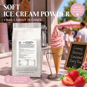 Charm Food 1Kg per Confezione Polvere Classica per Gelato Soft Serve alla Fragola, Texture Cremosa e Setosa, Veloce da Preparare per Gelaterie - Product Image 1