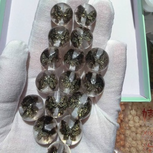 Resplandor en la oscuridad redondo 16MM 200 Uds cuentas de mariposa de resina acrílica brillante de alta calidad para pluma collar grueso joyería DIY - Product Image 5