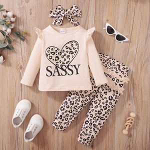 Conjunto de Ropa para Bebé Recién Nacida, 3 Piezas: Top de Manga Larga de Algodón Orgánico con Spandex + Pantalones Estampados + Diadema - Product Image 4