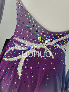 LIUHUO Abito da Pattinaggio Artistico Personalizzato per Ragazze e Adolescenti Viola Vestiti da Pattinaggio su Ghiaccio da Competizione Costumi da Ballo Palestra e Fitness Donna - Product Image 4