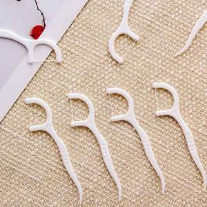 Lot de cure-dents en bambou écologiques réutilisables, véganes, en plastique, avec fil dentaire intégré - Product Image 4