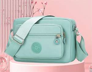 Vente en gros de tissu en nylon petit sac carré pour femmes sac de voyage durable coloré durable mère sac messager à poche zippée multicouche - Product Image 1