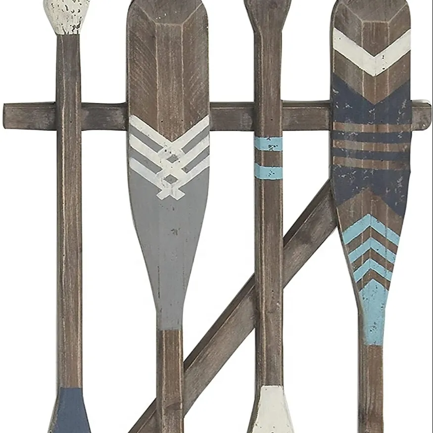 लकड़ी चप्पू नवीनता तीर और धारी पैटर्न के साथ डोंगी चप्पु दीवार सजावट