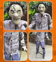 Chaîne de fer Zombie électrique fantôme horreur tête rougeoyante squelette animatronique animé Halloween peur décor accessoires lumière jaune