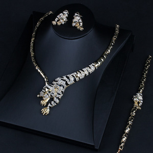 พบกับ2023รายสัปดาห์สร้อยคอฮิปฮอปชุบทองเพทายปกคลุมด้วยเสือดาวสร้อยคอชุดสร้อยข้อมือต่างหู - Product Image 1