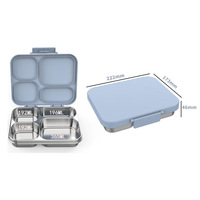 Approvisionnement direct transfrontalier, boîte à lunch en acier inoxydable 304, 4 compartiments, conception d'étanchéité anti-odeurs, compatible micro-ondes, 800-1000 ml