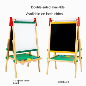 儿童大型木质双面磁性粉笔和书写DIY画板，带二合一升降画架（51.3x36x108厘米） - Product Image 2