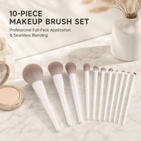 Set Kuas Makeup 10 Pcs Kuas Wajah dan Mata Bedak Kontur Perona Pipi Eyeshadow Concealer Eyeliner Perlengkapan Kosmetik