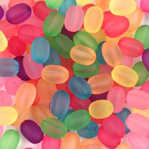 100pcs Transparent Frosted Beads Tiny Crystal oval Round Matte Loose Spacer Beads for Jewelry Making