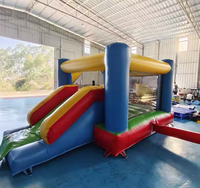 Offre Spéciale GOLDEN ART BC-491 Ensemble Toboggan Gonflable Intérieur/Extérieur en PVC avec Château Gonflable et Souffleur pour 5 Enfants