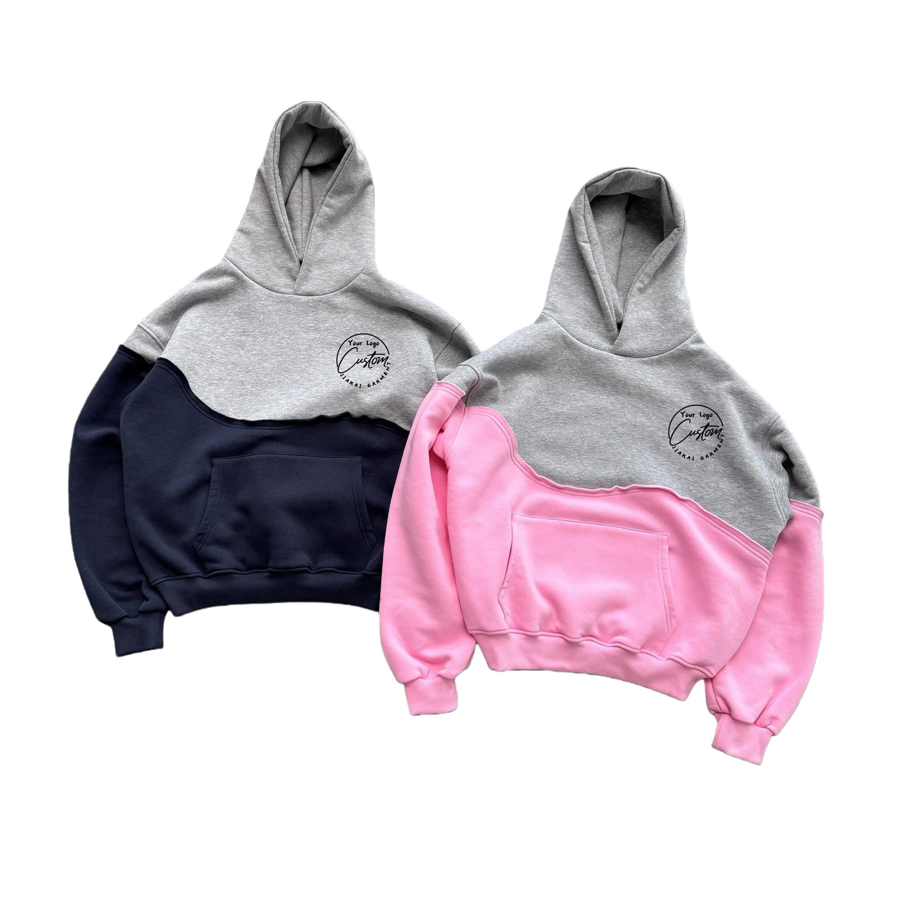 Pullover Hoodie Two Tone Cold Shoulder Hoodie AKWA 1737-CVC Two
